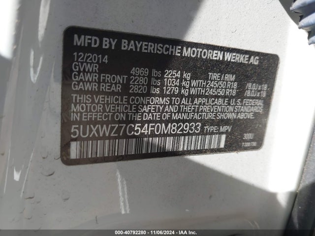 5UXWZ7C54F0M82933 BMW X3 Sdrive28i