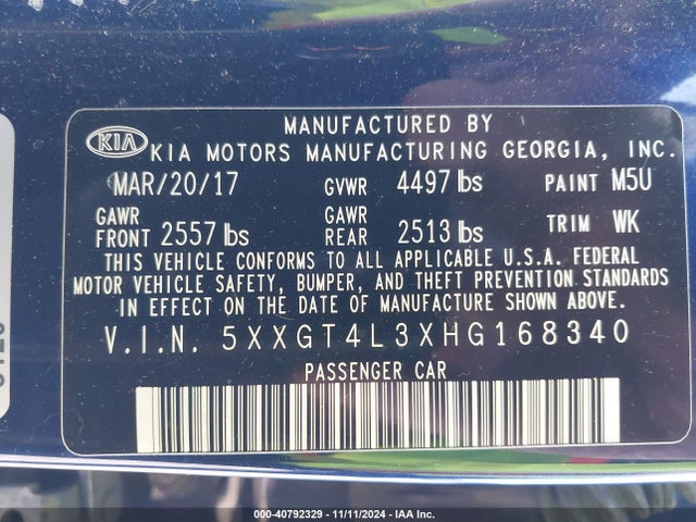 KIA Optima Lx 2017 5XXGT4L3XHG168340 Image 9