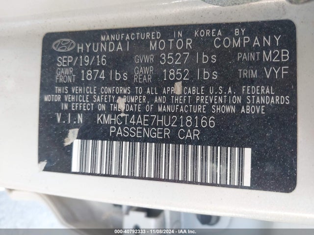 Hyundai ACCENT SE 2017 KMHCT4AE7HU218166 Image 9