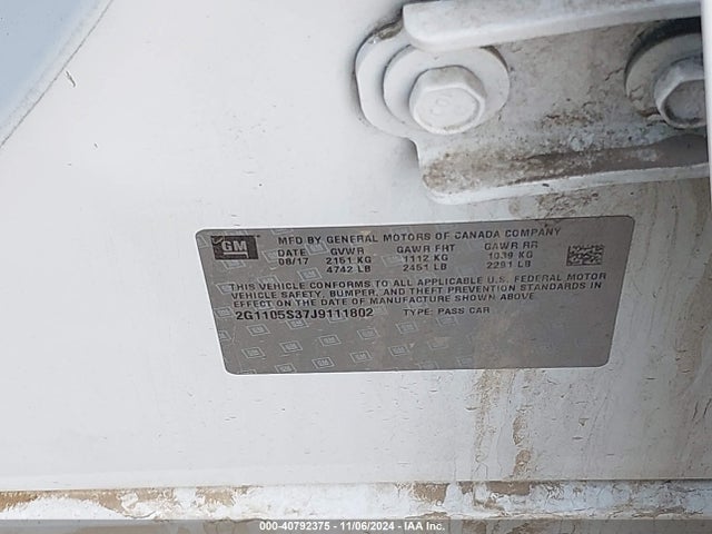 Chevrolet IMPALA 1LT 2018 2G1105S37J9111802 Image 9