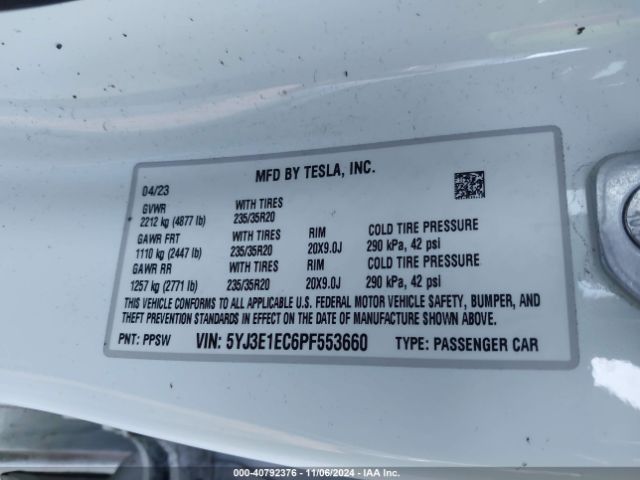5YJ3E1EC6PF553660 Tesla Model 3 Performance Dual Motor All-wheel Drive