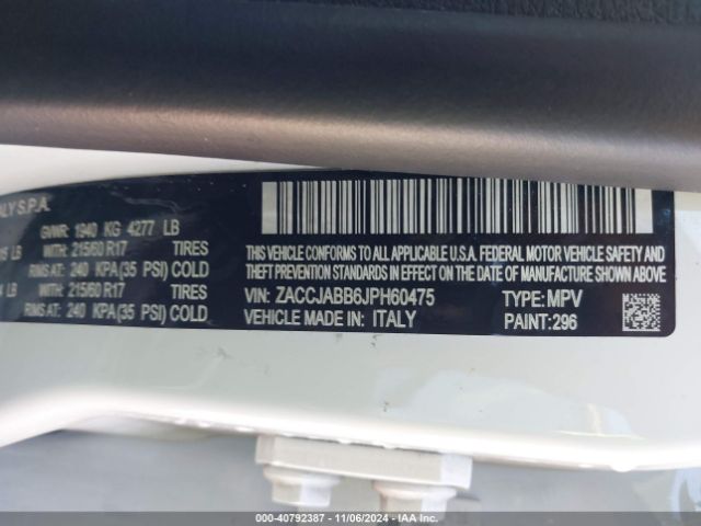 ZACCJABB6JPH60475 Jeep Renegade Latitude Fwd