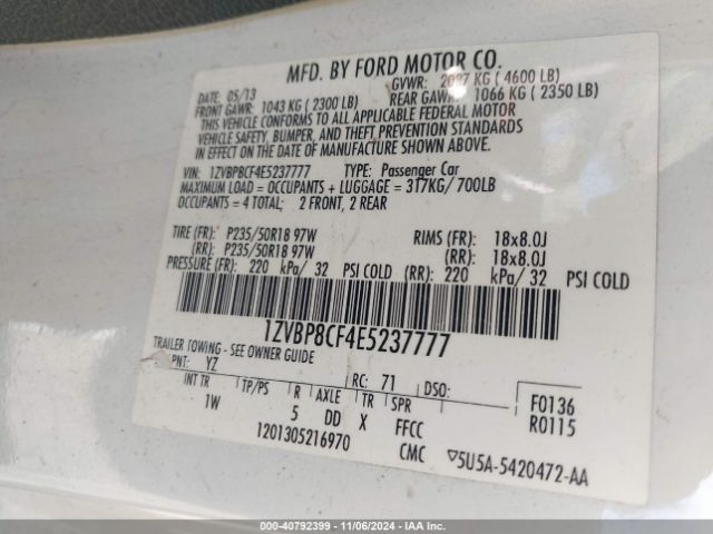 1ZVBP8CF4E5237777 Ford MUSTANG GT