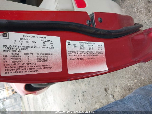 2000 CADILLAC SEVILLE 1G6KS54Y7YU150629 Photo 8