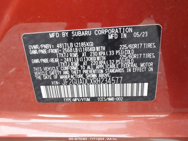 Subaru Crosstrek Premium 2024 JF2GUADCXRH234577 Image 9