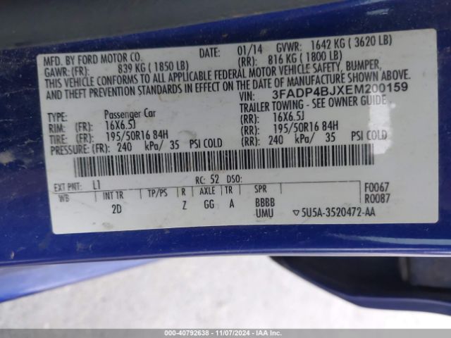 3FADP4BJXEM200159 Ford FIESTA SE