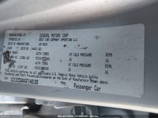 1G11C5SAXGF148185 Chevrolet Malibu Limited Lt