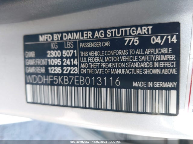 WDDHF5KB7EB013116 Mercedes-Benz E 350