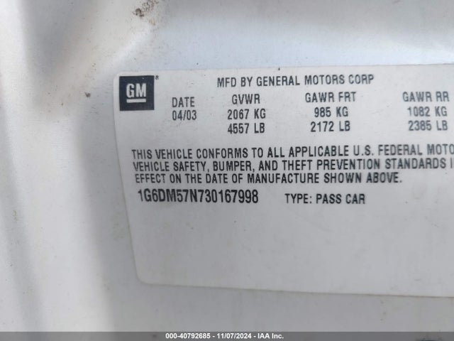 2003 CADILLAC CTS 1G6DM57N730167998 Photo 8