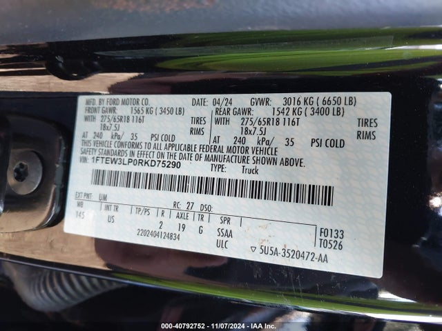 Ford F-150 Xlt 2024 1FTEW3LP0RKD75290 Image 9