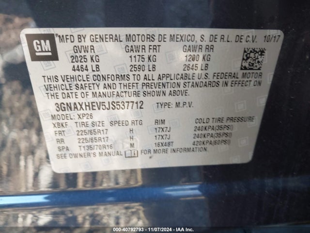 Chevrolet EQUINOX LS 2018 3GNAXHEV5JS537712 Image 9