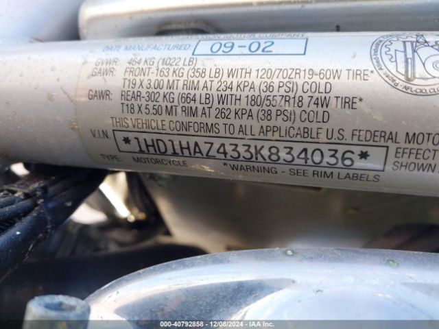 2003 HARLEY-DAVIDSON VRSCA 1HD1HAZ433K834036 Photo 9