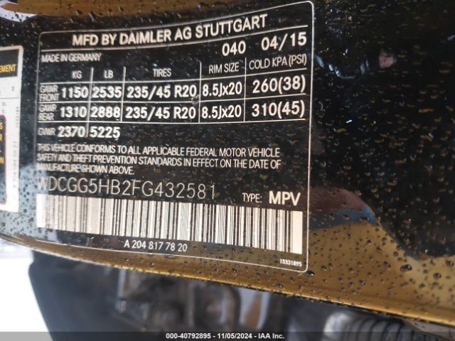 WDCGG5HB2FG432581 Mercedes-Benz GLK 350