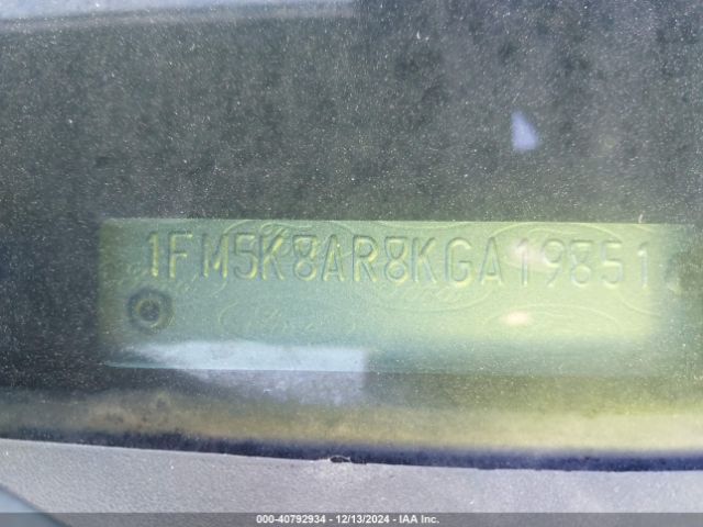 1FM5K8AR8KGA19851 Ford Police Interceptor Utility