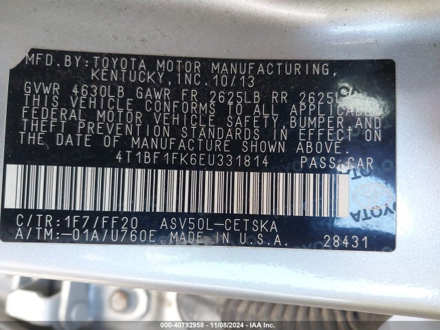 Toyota CAMRY SE 2014 4T1BF1FK6EU331814 Image 9