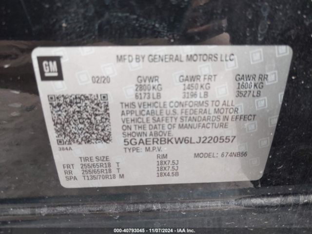 5GAERBKW6LJ220557 Buick Enclave Fwd Essence