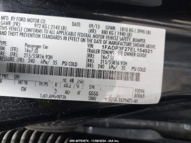 Ford FOCUS SE 2014 1FADP3F27EL154921 Image 9