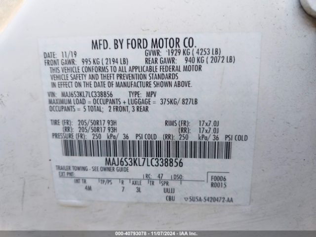 MAJ6S3KL7LC338856 Ford Ecosport Titanium