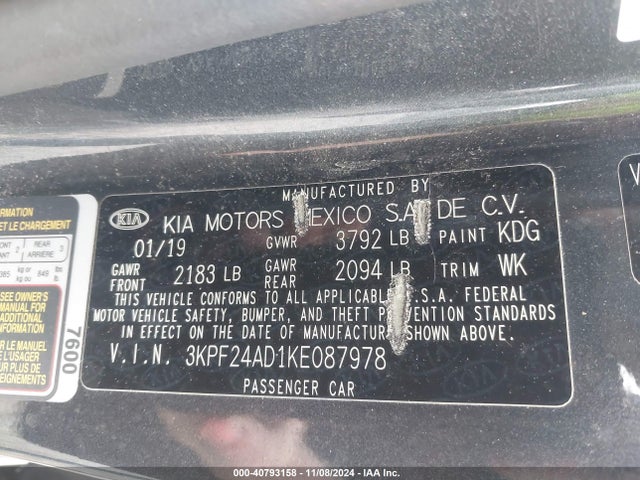 KIA FORTE FE 2019 3KPF24AD1KE087978 Image 9