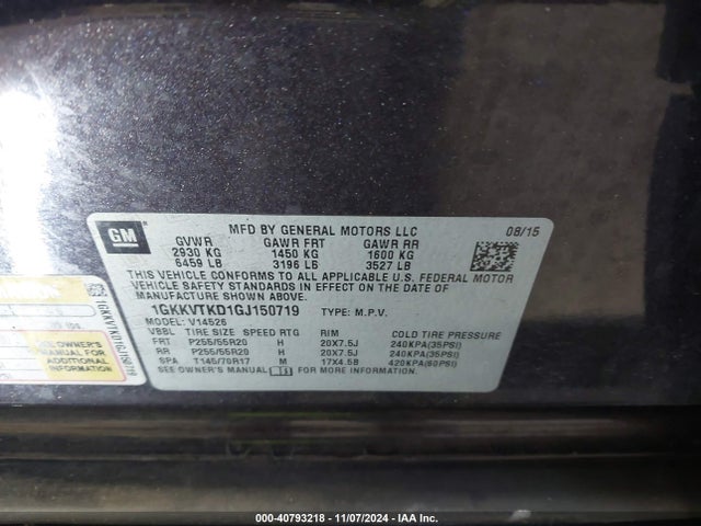 GMC Acadia Denali 2016 1GKKVTKD1GJ150719 Image 9