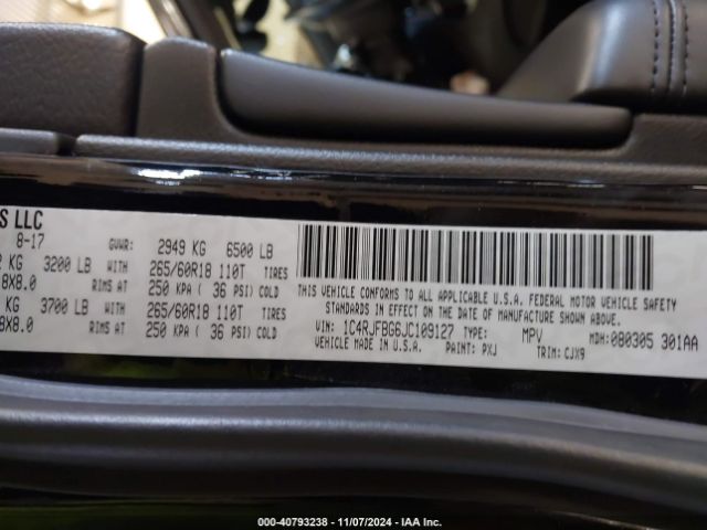 1C4RJFBG6JC109127 Jeep Grand Cherokee Limited 4x4