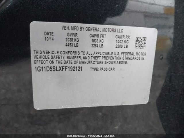 1G11D5SLXFF192121 Chevrolet MALIBU 2LT