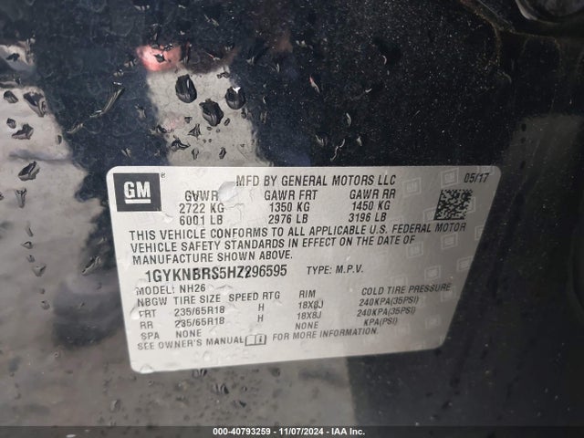 1GYKNBRS5HZ296595 Cadillac XT5 LUXURY