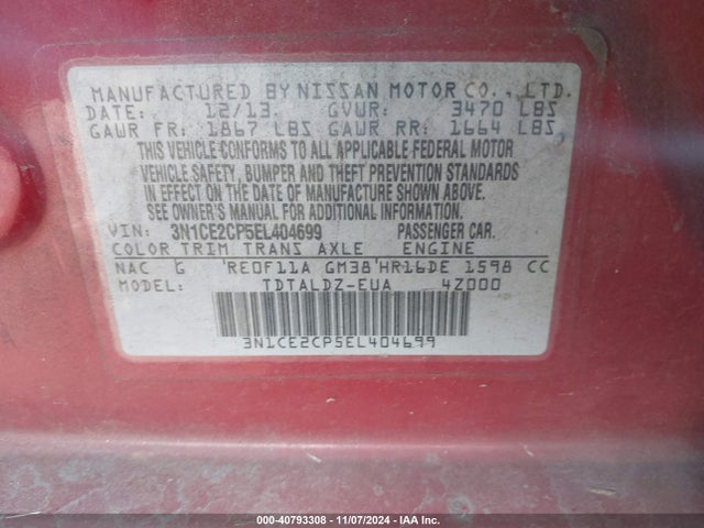 Nissan Versa Note Sv 2014 3N1CE2CP5EL404699 Image 9