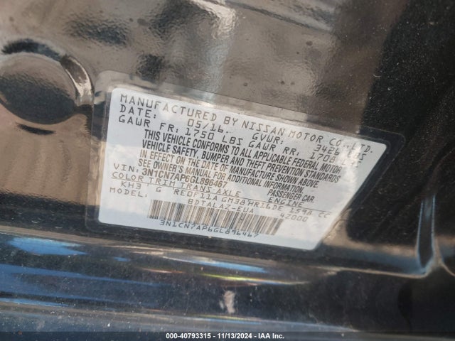Nissan Versa 1.6 S+ 2016 3N1CN7AP6GL896467 Image 9