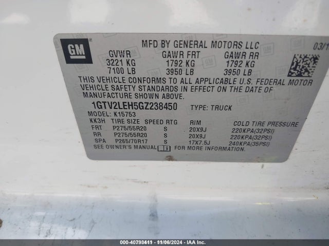 1GTV2LEH5GZ238450 GMC SIERRA 1500