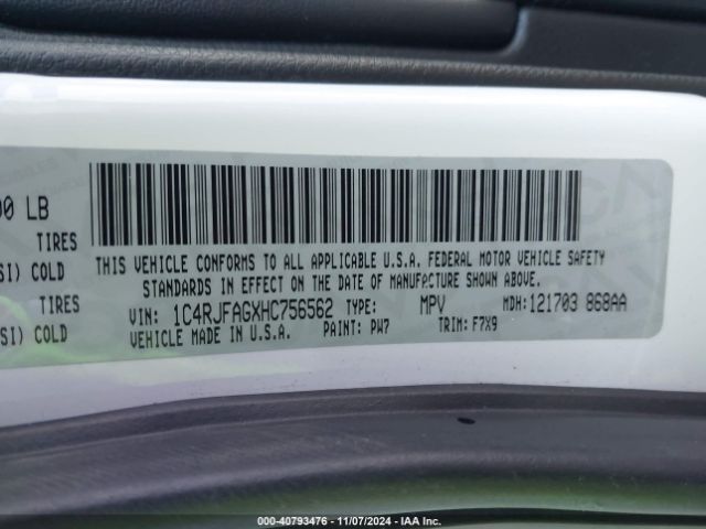 2017 JEEP GRAND CHEROKEE 1C4RJFAGXHC756562 Photo 8