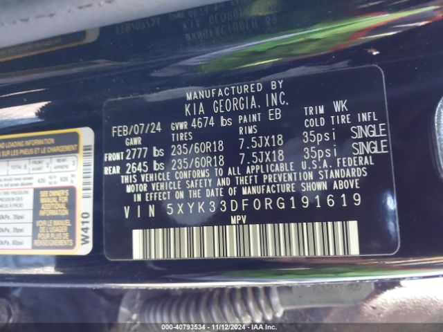 5XYK33DF0RG191619 KIA Sportage Ex