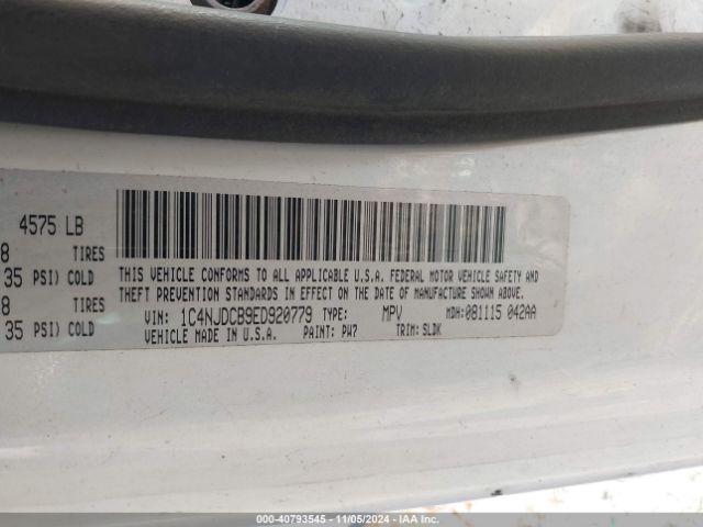 1C4NJDCB9ED920779 Jeep Compass Limited