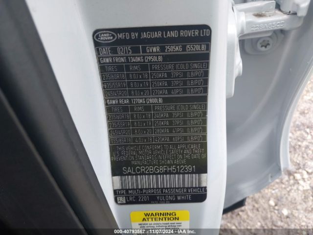 SALCR2BG8FH512391 Land Rover Discovery Sport Hse