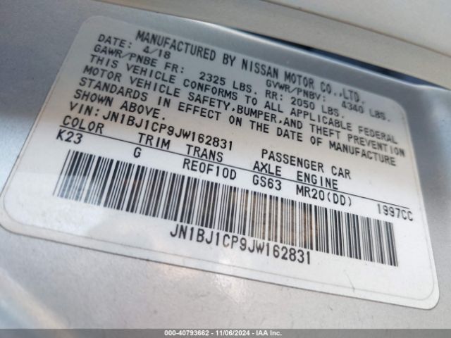 JN1BJ1CP9JW162831 Nissan Rogue Sport S
