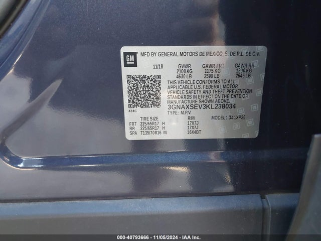 Chevrolet EQUINOX LS 2019 3GNAXSEV3KL238034 Image 9