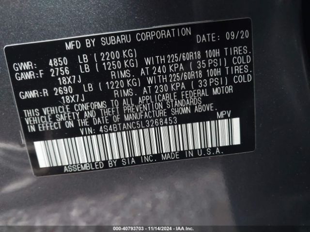 4S4BTANC5L3268453 Subaru Outback Limited