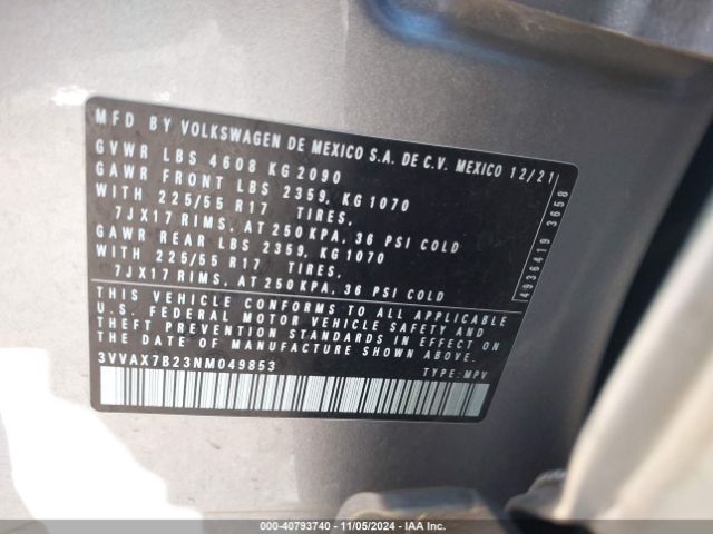 3VVAX7B23NM049853 Volkswagen Taos 1.5t S