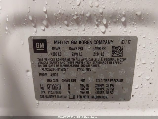 KL4CJASB4HB156227 Buick Encore Preferred