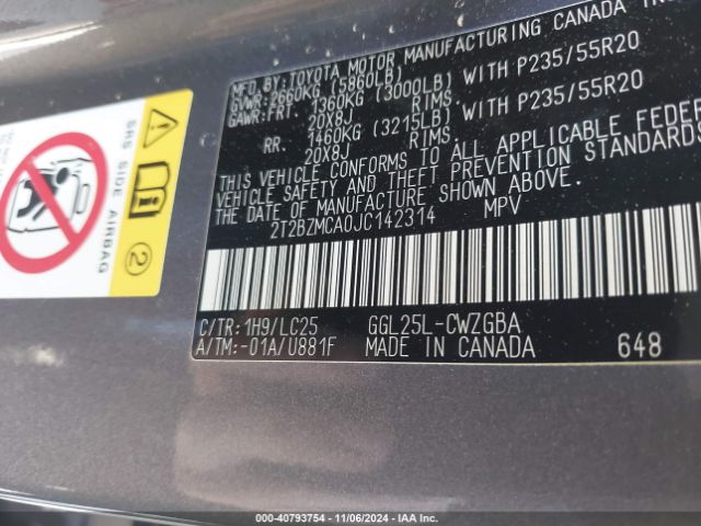 2T2BZMCA0JC142314 Lexus Rx 350 F Sport