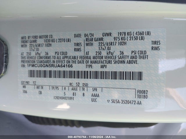 Ford Escape Active 2024 1FMCU0GN5RUA64166 Image 9
