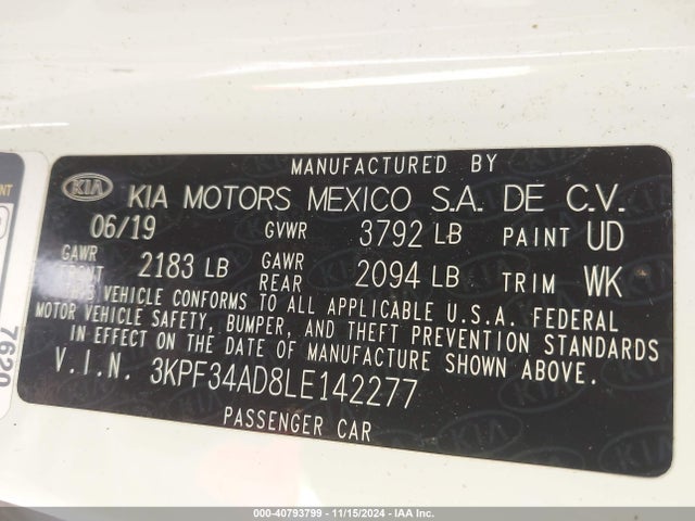 KIA Forte Gt-line 2020 3KPF34AD8LE142277 Image 9