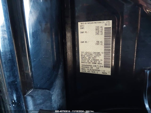 Nissan Maxima 3.5 Sl 2016 1N4AA6AP0GC387194 Image 9