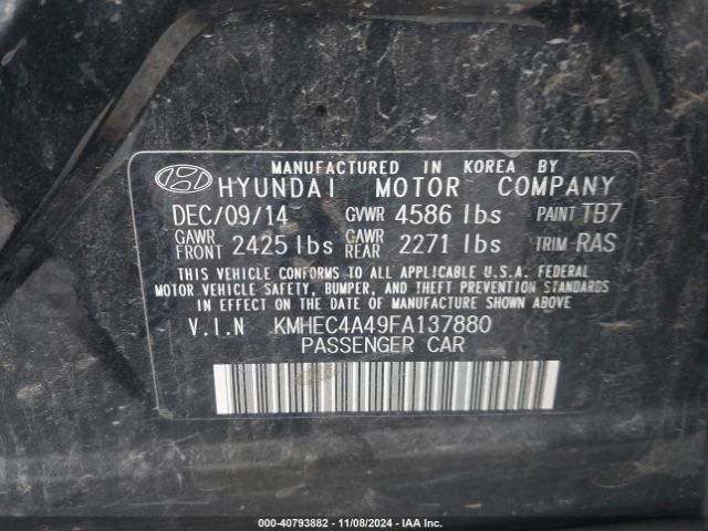 KMHEC4A49FA137880 Hyundai SONATA HYBRID