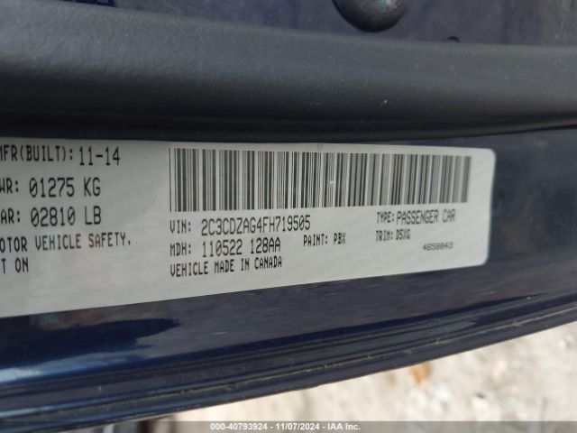 2C3CDZAG4FH719505 Dodge Challenger Sxt