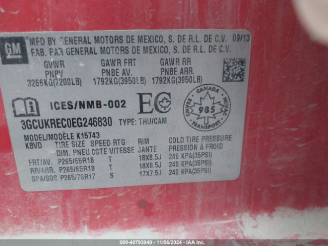 3GCUKREC0EG246830 Chevrolet Silverado 1500 1lt/2lt