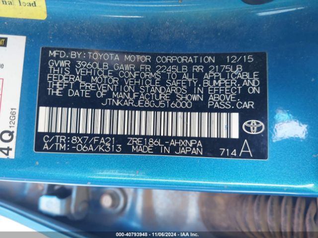 JTNKARJE8GJ516000 Scion IM