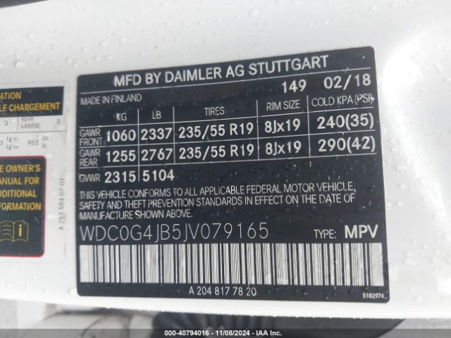 WDC0G4JB5JV079165 Mercedes-Benz GLC 300