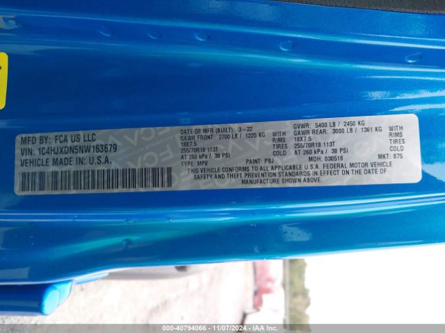1C4HJXDN5NW163679 Jeep Wrangler Unlimited Sport