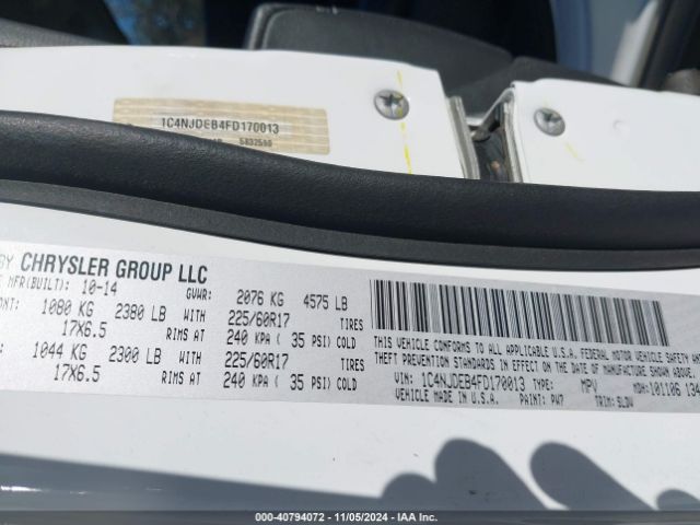 1C4NJDEB4FD170013 Jeep Compass High Altitude Edition